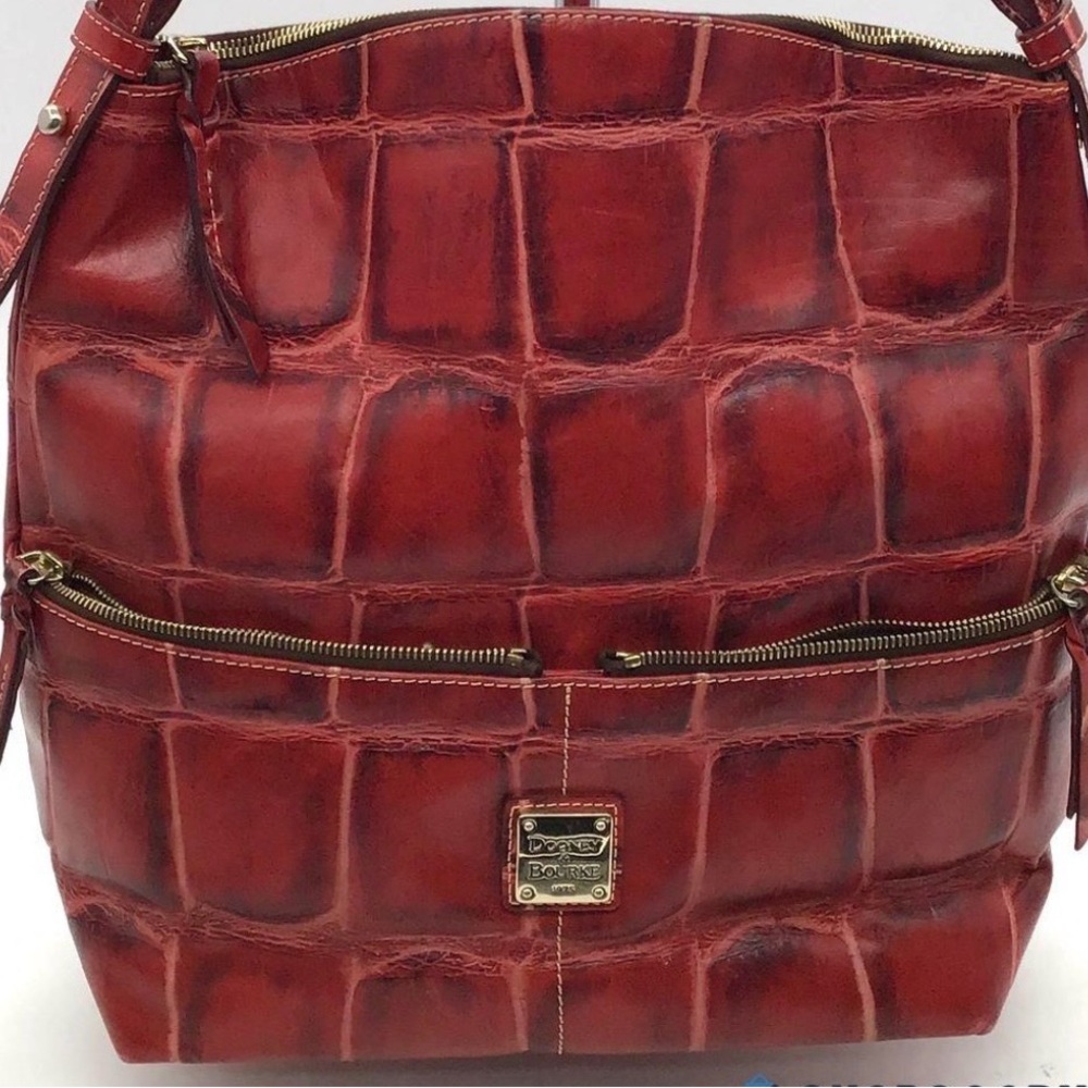 Dooney & Bourke Red Croc-Embossed Leather Bag